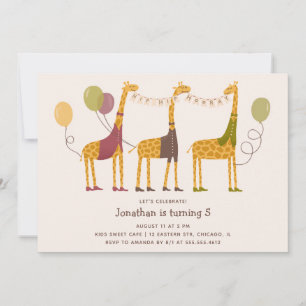 Invitation Safari d'anniversaire de girafe mignon   Fête au z