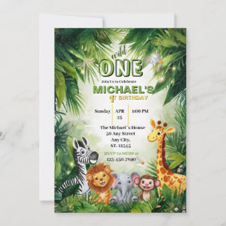 Invitation Safari d'Anniversaire 'Fou Sauvage' pour un Premie