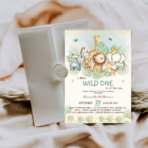 Invitation safari dans la jungle animaux baby shower tropical