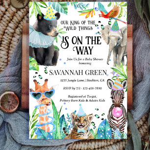 Invitation Safari dans la jungle tropicale pour garçon Baby S