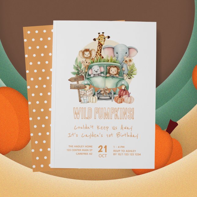 Invitation Safari de citrouilles sauvages pour 1er anniversai (Créateur téléchargé)