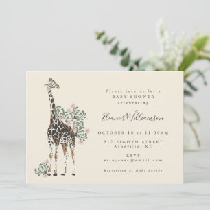Invitation Safari de girafe à l'aquarelle Baby Shower Neutre