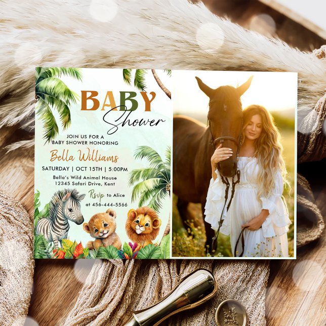 Invitation Safari de la Jungle tropicale Baby shower Animaux  (Créateur téléchargé)