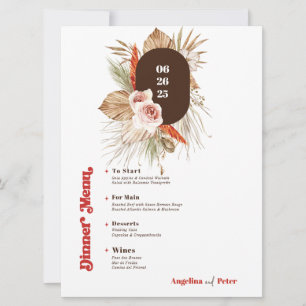Invitation Safari Desert Boho Flowers Menu Mariage