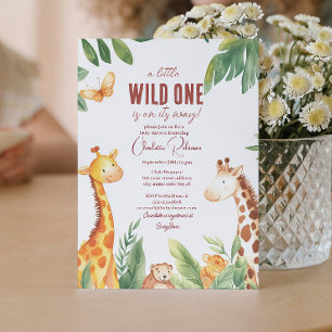 Invitation Safari deux mignonnes girafe Baby shower