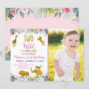 Invitation Safari deux Wild Rose Gold Green Anniversaire