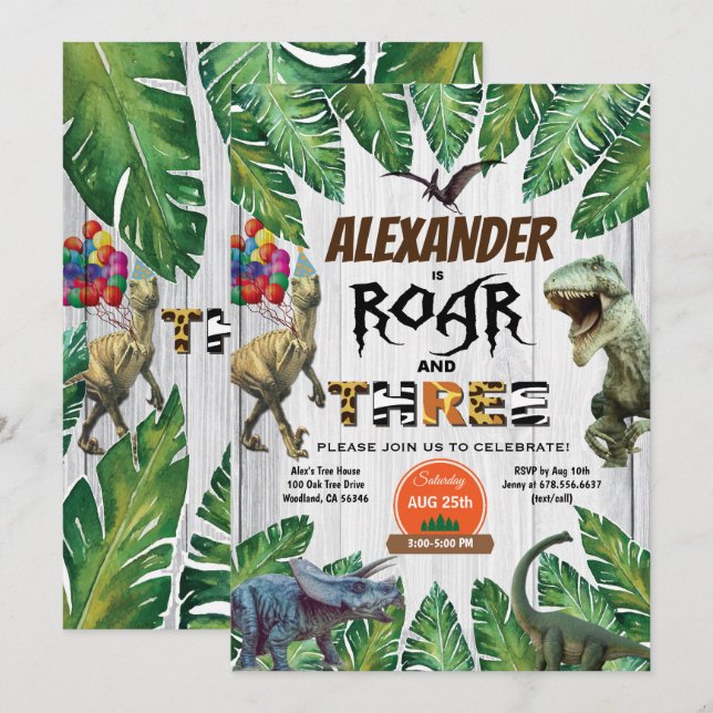 Invitation safari d'invitation Wild and Three (Devant / Derrière)