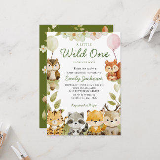 Invitation Safari d'un Fou Animaux de la jungle Fête pour béb
