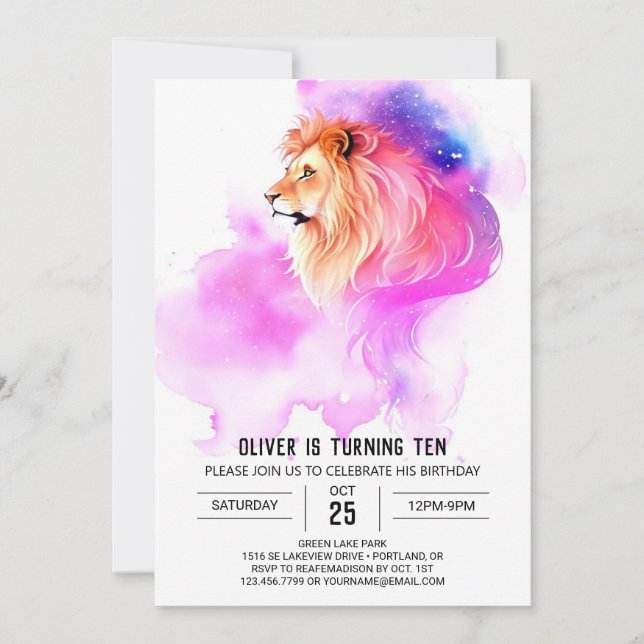 Invitation Safari Elegant Lion Anniversaire (Devant)