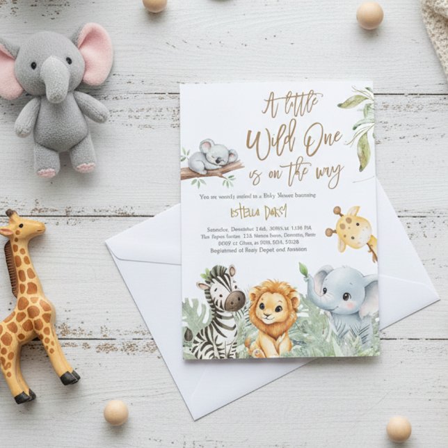 Invitation Safari Faune Sauvage Mignon Fête de Naissance (Créateur téléchargé)