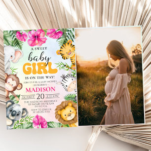 Invitation Safari Fille Baby shower Photo