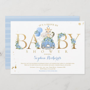 Invitation Safari Floral Bleu Animaux Conduits Par Baby showe