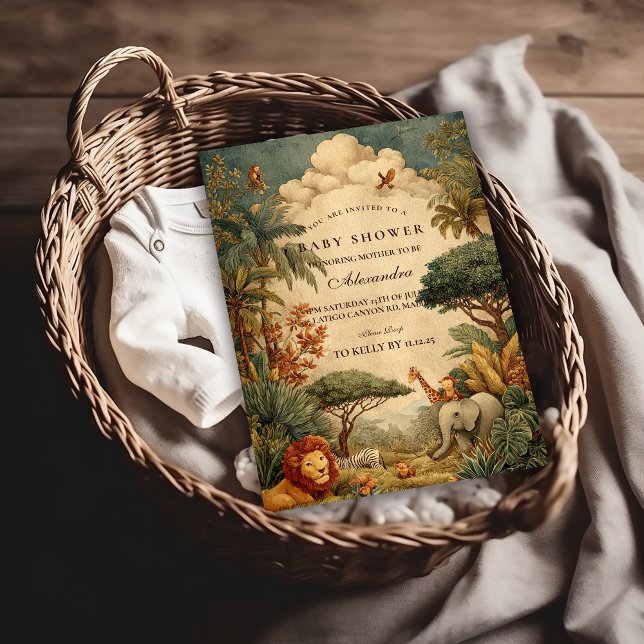 Invitation Safari Foliage & Friends Baby Shower (Créateur téléchargé)