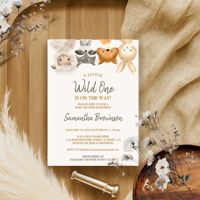 Invitation Safari Forêt Animal Mouton Raccoon Fox Rabbit (Créateur téléchargé)