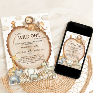 Invitation Safari Friends Rustic Boho Baby shower