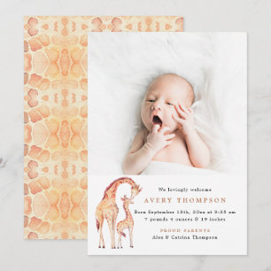 Invitation Safari Giraffe Baby Photo Annonces de naissance