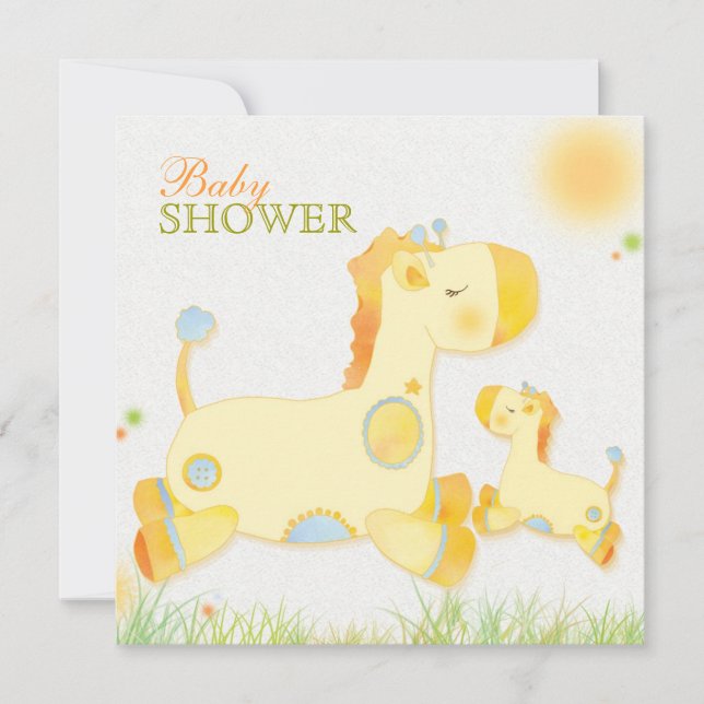 Invitation Safari Giraffe Baby shower Whimsical (Devant)