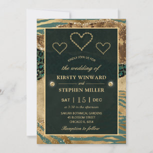 Invitation Safari Gold et Green Jungle & Mariage Parties scin