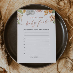 Invitation SAFARI Guess the Baby Food Game Card