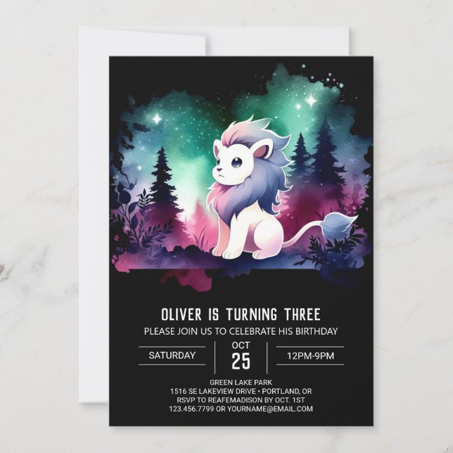 Invitation Safari Joyeux Lion Anniversaire (Devant)