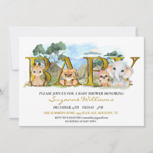 Invitation Safari Jungle Afrique Baby Shower  