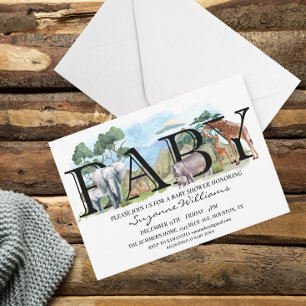 Invitation Safari Jungle Afrique Baby shower animal mamas