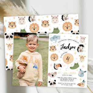 Invitation Safari Jungle animal anniversaire garçon photo inv