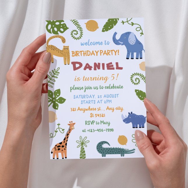 Invitation Safari Jungle Animal pour enfants Anniversaire (Créateur téléchargé)