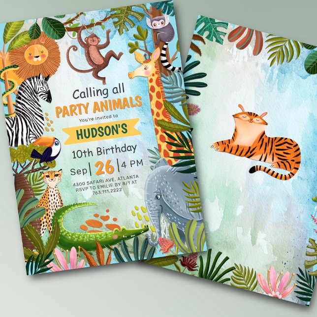 Invitation Safari jungle animals any age boy birthday (Créateur téléchargé)