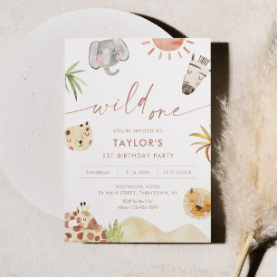 Invitation SAFARI Jungle Animaux 1er anniversaire