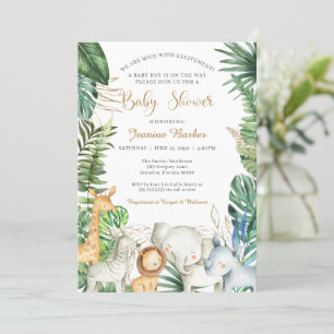 Invitation Safari Jungle Animaux Baby shower d'excitation sau