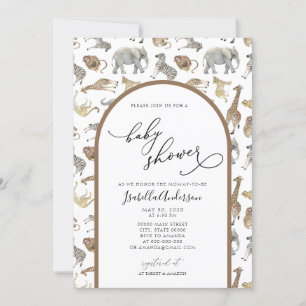 Invitation Safari Jungle Animaux Boho Arch Baby shower