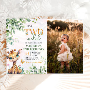 Invitation Safari Jungle Animaux Deux Sauvages 2ème Anniversa
