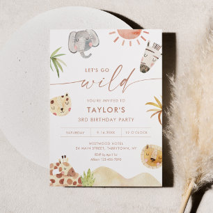 Invitation SAFARI Jungle Animaux fête d'anniversaire