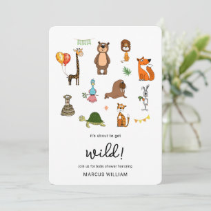 Invitation Safari Jungle Animaux Rustique Faune Baby Shower