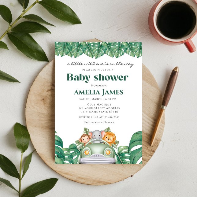 Invitation Safari Jungle Animaux sauvages un garçon Baby show (Créateur téléchargé)