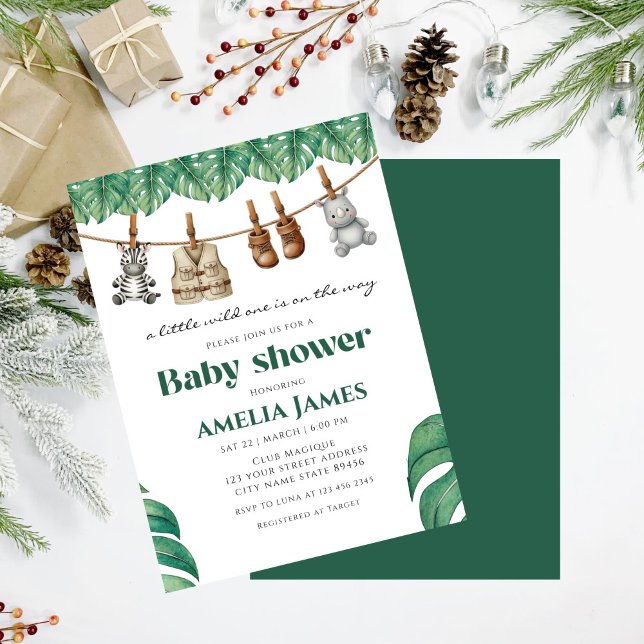 Invitation Safari Jungle Animaux sauvages un garçon Baby show (Créateur téléchargé)