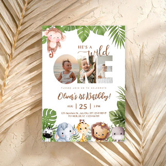Invitation Safari Jungle Anniversaire 1 an Photo Animalier Sa