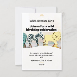 Invitation Safari Jungle Anniversaire modifiable Aquarelle An