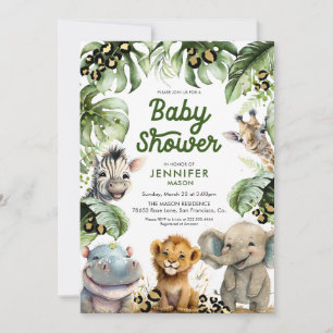 Invitation Safari Jungle Baby shower neutre genre