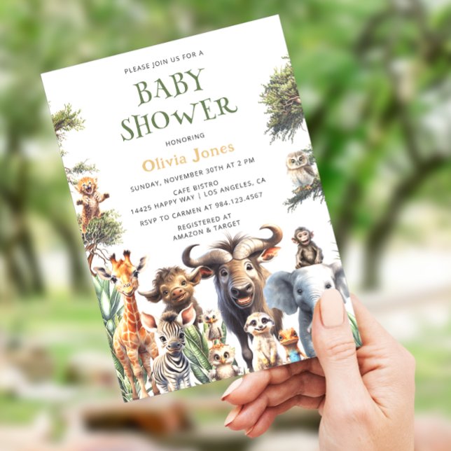 Invitation Safari Jungle Baby shower neutre genre (Créateur téléchargé)
