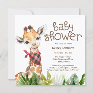 Invitation Safari Jungle Bébé Girafe Fête de Naissance