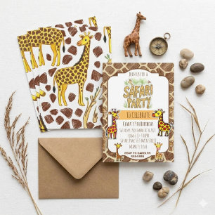 Invitation Safari Jungle Fête d'anniversaire Enfants Girafe M