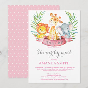 Invitation Safari Jungle Girl Baby shower par la poste