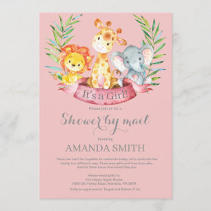 Invitation Safari Jungle Girl Baby shower par la poste