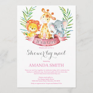 Invitation Safari Jungle Girl Baby shower par la poste