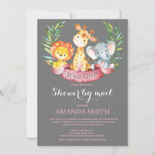 Invitation Safari Jungle Girl Baby shower par la poste