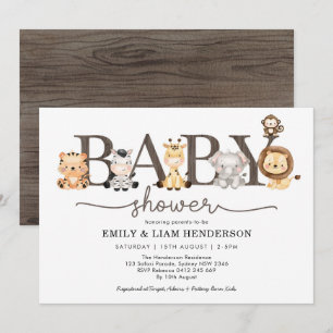 Invitation Safari Jungle sauvage Baby shower d'animaux sauvag