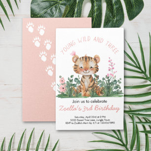 Invitation Safari Jungle Thème Baby Tiger 3ème anniversaire