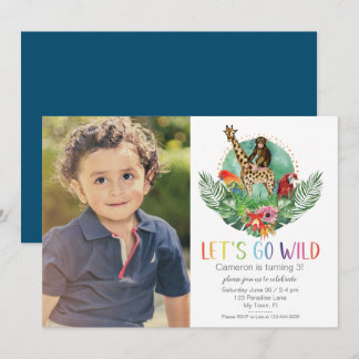 Invitation Safari Jungle Wild One Fête d'anniversaire Moderne